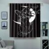 Magic Creature Curtains,Soundproof Blackout Curtains for Bedroom Living Room Window Drapes Panel Set,Black Cat Pointy Witch Hat Line Art