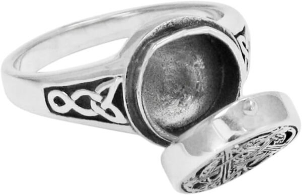 Sterling Silver Moon Pentacle Poison Locket Ring (sizes 5-12)