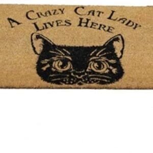 Animal Collection~ Crazy Cat Lady Doormat 2cm Brown, PVC Backed Brush Coco, One Size