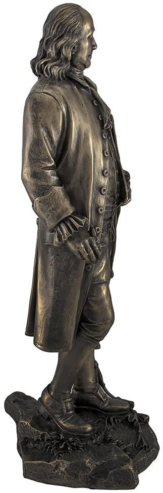 Magic  Collection~Bronzed Founding Father Benjamin Franklin Holding Kite Statue