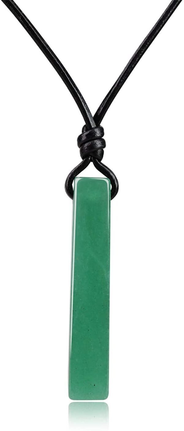 Witchcraft~COAI Leather Cord Simple Stick Bar Stone Pendant Necklace