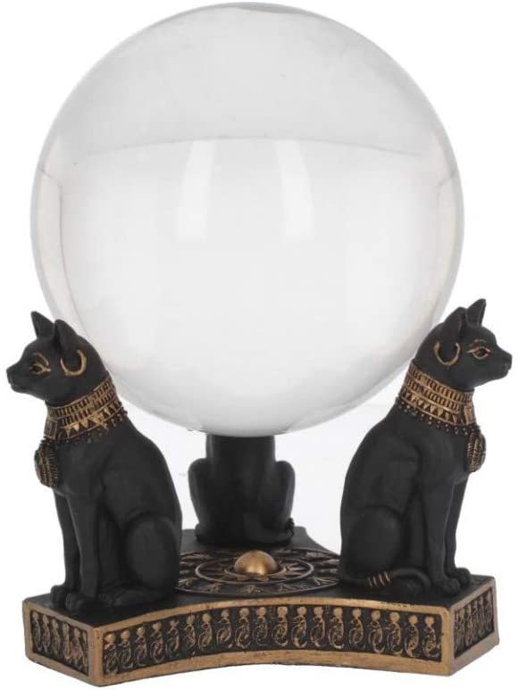 Mythology Collection~ Bastet's Honour Crystal Ball Holder 12.7cm, Resin, Black