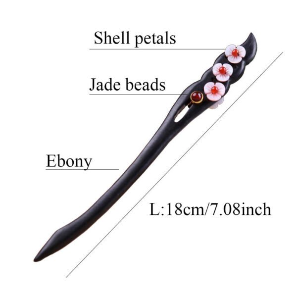TOP SEWING Ebony Double-faced Jade Sword Hairpins Handmade Carved Wooden Hair Sticks for Women Chinese Hair Chopsticks for Long hair A