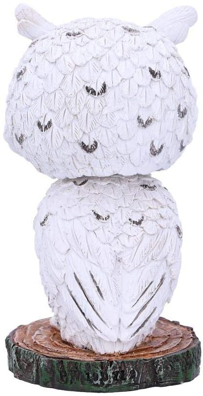 Animal Collection~ Feather White Horned Owl Bobble Head Figurine, Polyresin, 10.5cm