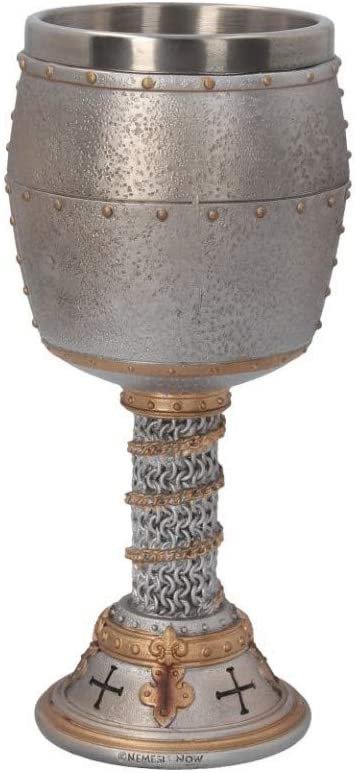Mythology Collection~ B3245H7 Crusader Goblet 18cm Silver, Resin w/stainless steel insert, One Size