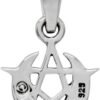 Sterling Silver Tiny Crescent Moon Pentacle Pentagram Pendant