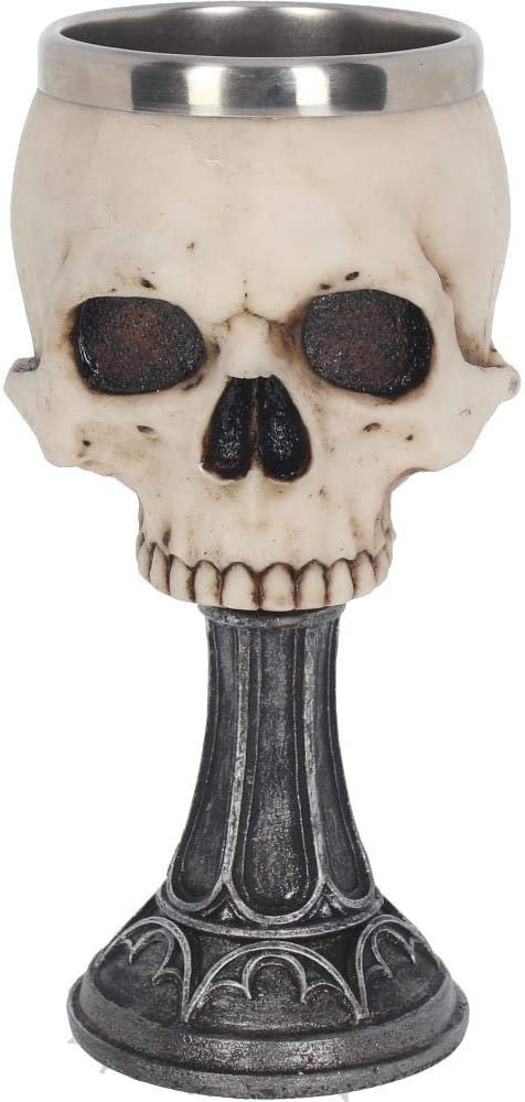 Artist Collections~ Skull Chalice Anne Stokes Goblet 17.8cm Ivory, Resin w/Stainless Steel Insert