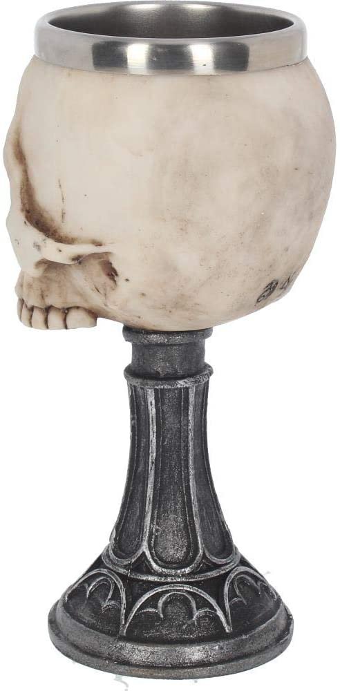 Magicun N.Giftware~Skull Chalice Anne Stokes Goblet 17.8cm Ivory, Resin w/Stainless Steel Insert, One Size