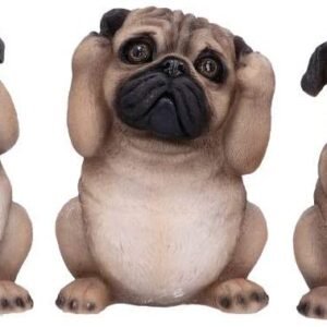 Magicun N.Giftware~Three Wise Pugs 8.5cm, Resin, Fawn