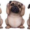 Animal Collection~ Three Wise Pugs 8.5cm, Resin, Fawn