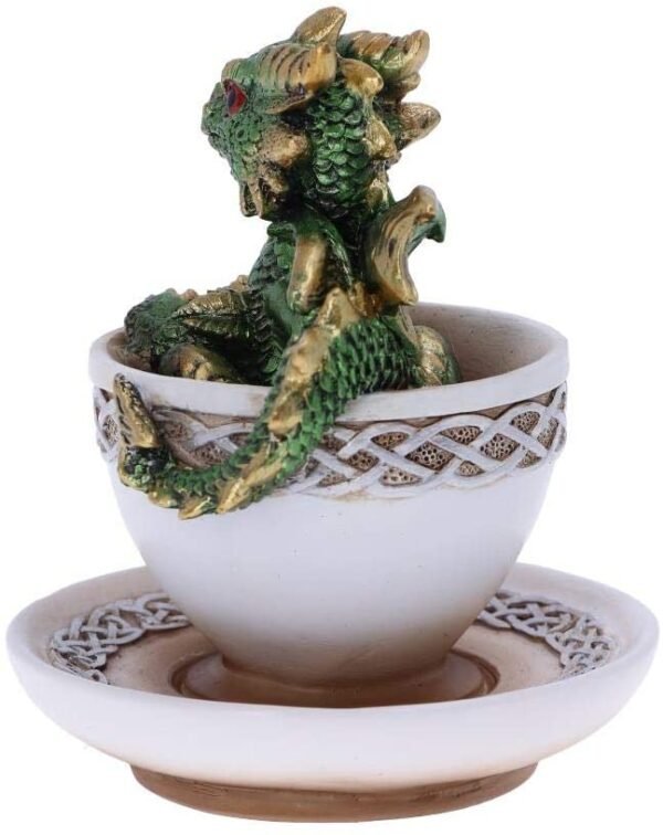 Fantasy Collection~ U5020R0 Green Dracuccino Dragon Teacup Figurine, Polyresin, One Size