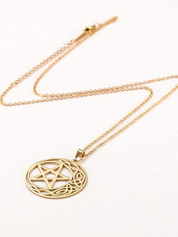 Witchcraft~cooltime Stainless Steel Pentacle Pendant Necklace Pentagram Celtic Knot Star Circle Crescent Charm Jewelry