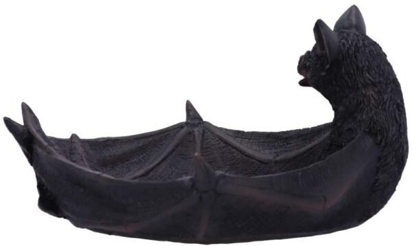 Dark Collection~Winged Watcher Bat Trinket Holder Jewellery Dish, Polyresin, Black, 24.1cm