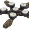 Wiccan Collection~Broomstick Pentagram Tea Light Holder 34cm, Resin, Brown, One Size