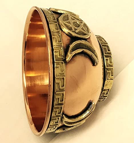 Witchcraft~Triple Moon Pentacle Copper Offering Bowl 3", Great for Altar use, Ritual use, Incense Burner, smudging Bowl, Decoration Bowl, offering Bowl - New Age Imports, Inc.