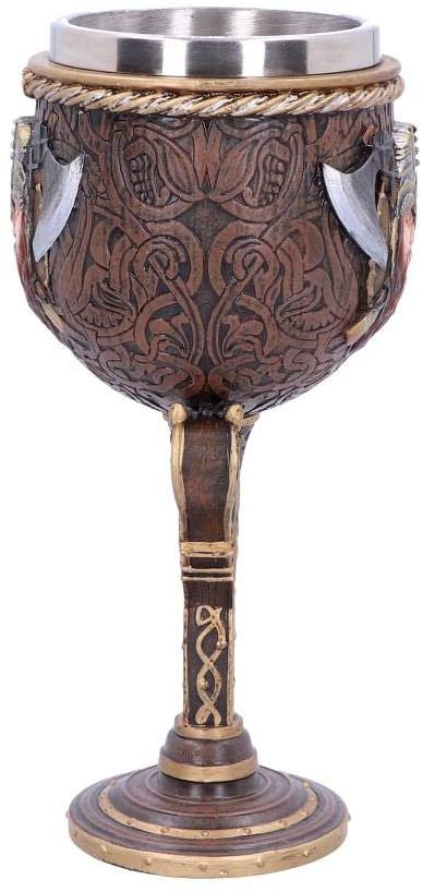 Mythology Collection~ B4952R0 Drakkar Viking Dragon Boat Goblet, Resin w/stainless steel insert, Brown, One Size
