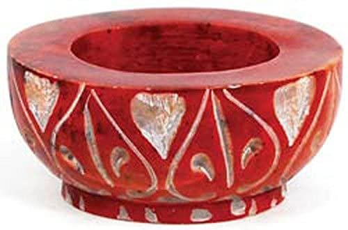 Witchcraft~Stone of Red Detail Cone Tea Light Illumination Candle Holder