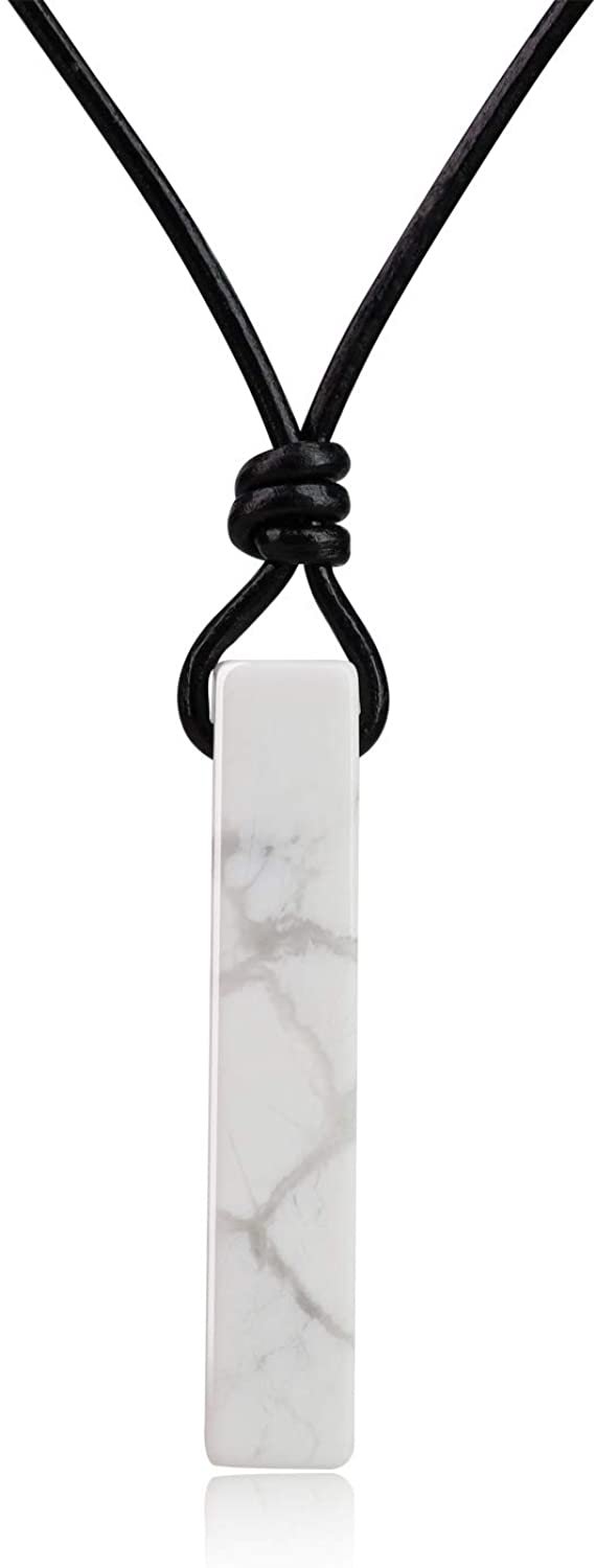 Witchcraft~COAI Leather Cord Simple Stick Bar Stone Pendant Necklace