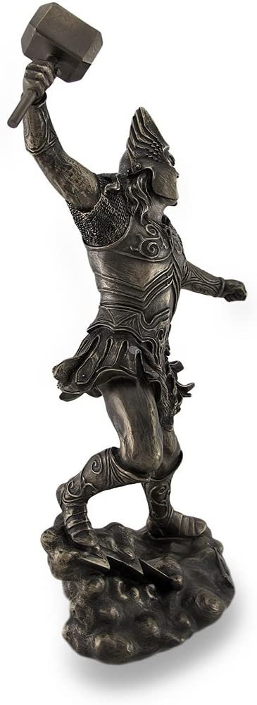Magic  Collection~Thor, Norse God of Thunder, Wielding Hammer Sculptured Bronzed Statue