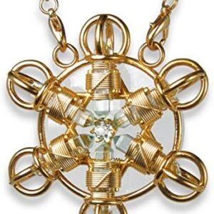 Crystal Healing Pendant - Healing Tool - Shambhala Star Solar Form in 24K Gold Plate with Magnets & Gold-Fill Wire