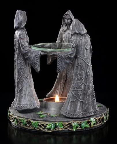 Wiccan Collection~Magik Circle Oil Burner 16cm Grey, Resin