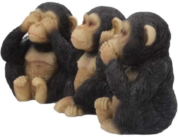 Animal Collection~ U4174M8 Three Wise Chimps Figurine 8cm Black