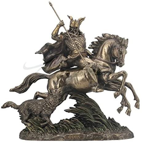 Magic  Collection~Odin Riding Sleipnir Sculpture Followed by Wolf