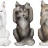 Animal Collection~ B4472N9 Three Wise Wolves 10cm Figurine, Resin, Grey, One Size
