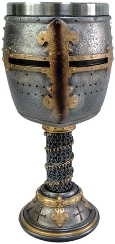 Mythology Collection~ B3245H7 Crusader Goblet 18cm Silver, Resin w/stainless steel insert, One Size