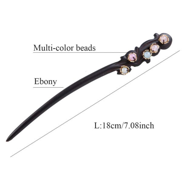 TOP SEWING Ebony Double-faced Jade Sword Hairpins Handmade Carved Wooden Hair Sticks for Women Chinese Hair Chopsticks for Long hair A