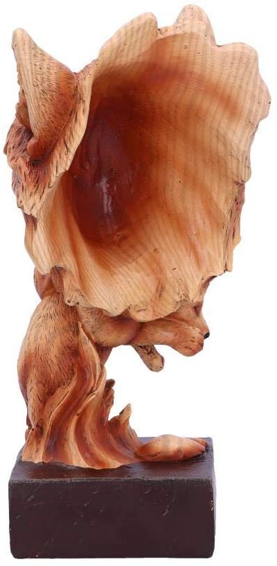 Animal Collection~ H5034R0 Natural Protection Wolf Mother and Cub Wood Effect Bust, Polyresin, One Size