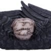 Dark Collection~Edgar Allen Poe's Nevermore Raven Skull Trinket Holder Jewellery Dish, Black, 17cm