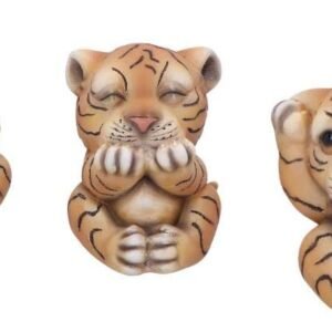 Animal Collection~ U4948R0 See No, Hear No, Speak No Evil Striped Tiger Cub Figurines, Polyresin, Orange, 8cm
