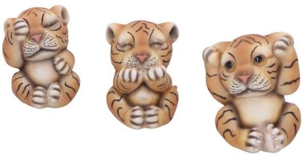 Animal Collection~ U4948R0 See No, Hear No, Speak No Evil Striped Tiger Cub Figurines, Polyresin, Orange, 8cm