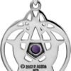 Sterling Silver Crescent Moon Pendant Pentacle with Natural Amethyst
