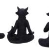 Animal Collection~ Set of Three Meditating Zen Cat Figurines, Polyresin, Black, 18.7 cm