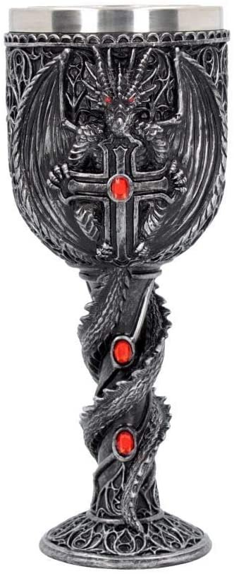 Nemesis Now Obsidian Goblet 19cm, Resin w/stainless steel insert, Silver, One Size