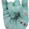 Dark Collection~Franken Rock Frankenstein Heavy Metal Horns Figurine, Polyresin, Green, One Size