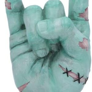 Dark Collection~Franken Rock Frankenstein Heavy Metal Horns Figurine, Polyresin, Green, One Size