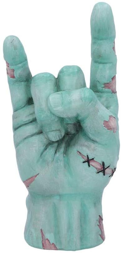 Dark Collection~Franken Rock Frankenstein Heavy Metal Horns Figurine, Polyresin, Green, One Size