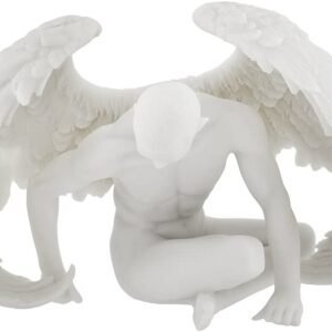 Magic  Collection~Nude Winged Grieving Male Angel Marble Finish Statue