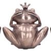 Animal Collection~ See No, Hear No, Speak No Evil Bronze Crowned Frog Figurines, Polyresin, 8.5cm