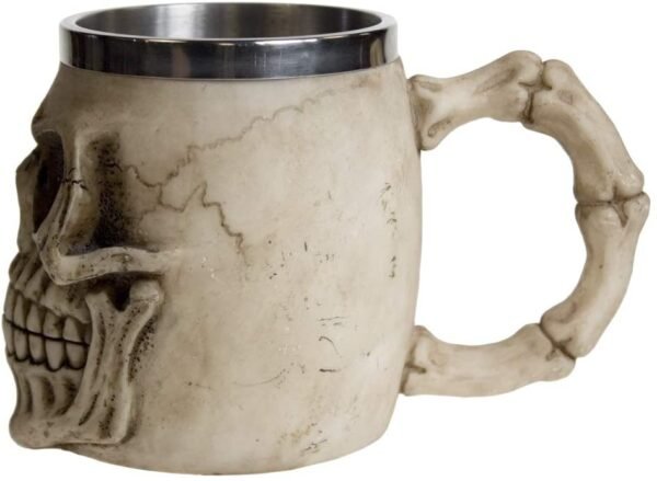 Dark Collection~NEM3933 Grinning Skull Tankard Mug 14cm Ivory
