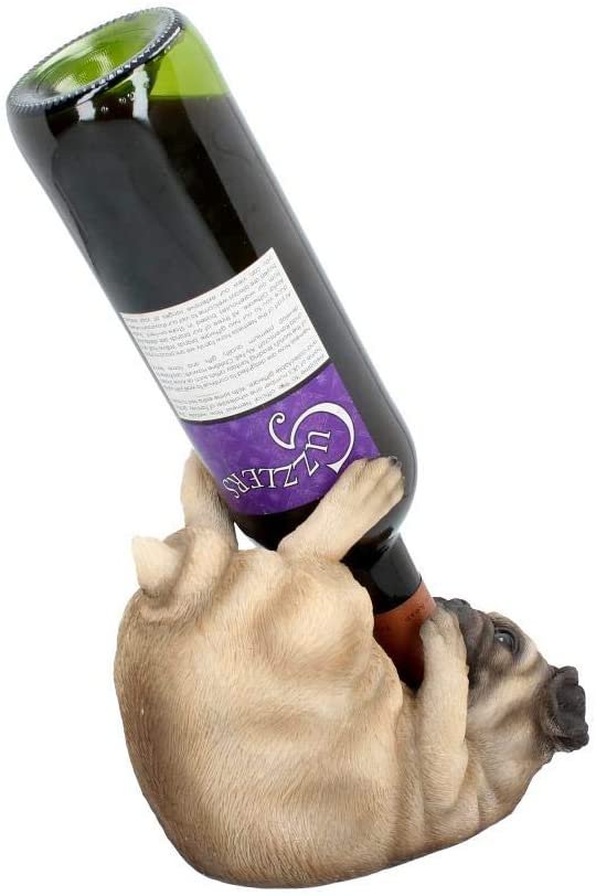 Animal Collection~ Guzzlers Pug Wine Bottle Holder 21cm Fawn