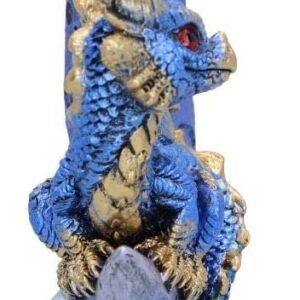 Fantasy Collection~ U5030R0 Metallic Blue Crescent Creature Moon Dragon Figurine, Polyresin, One Size