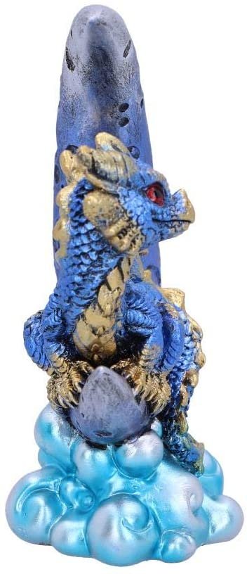Fantasy Collection~ U5030R0 Metallic Blue Crescent Creature Moon Dragon Figurine, Polyresin, One Size