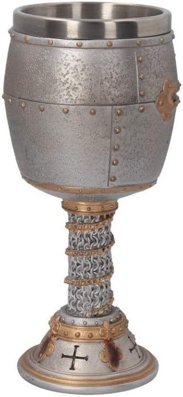 Mythology Collection~ B3245H7 Crusader Goblet 18cm Silver, Resin w/stainless steel insert, One Size