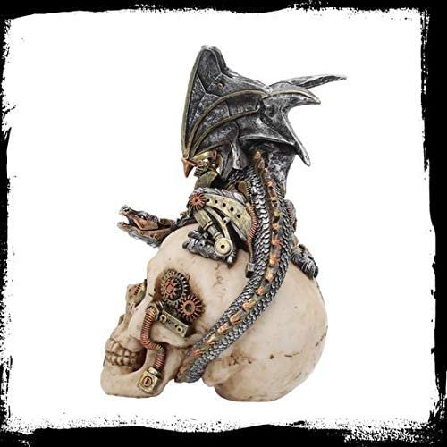 Steampunk Collection~Steel Wing Skull Figurine 25cm Silver