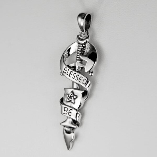 Sterling Silver Blessed Be Wiccan Chalice Blade Pendant