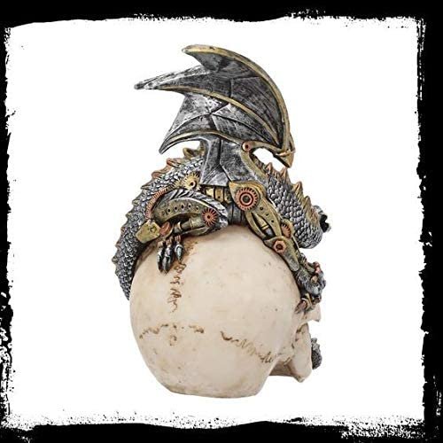 Steampunk Collection~Steel Wing Skull Figurine 25cm Silver